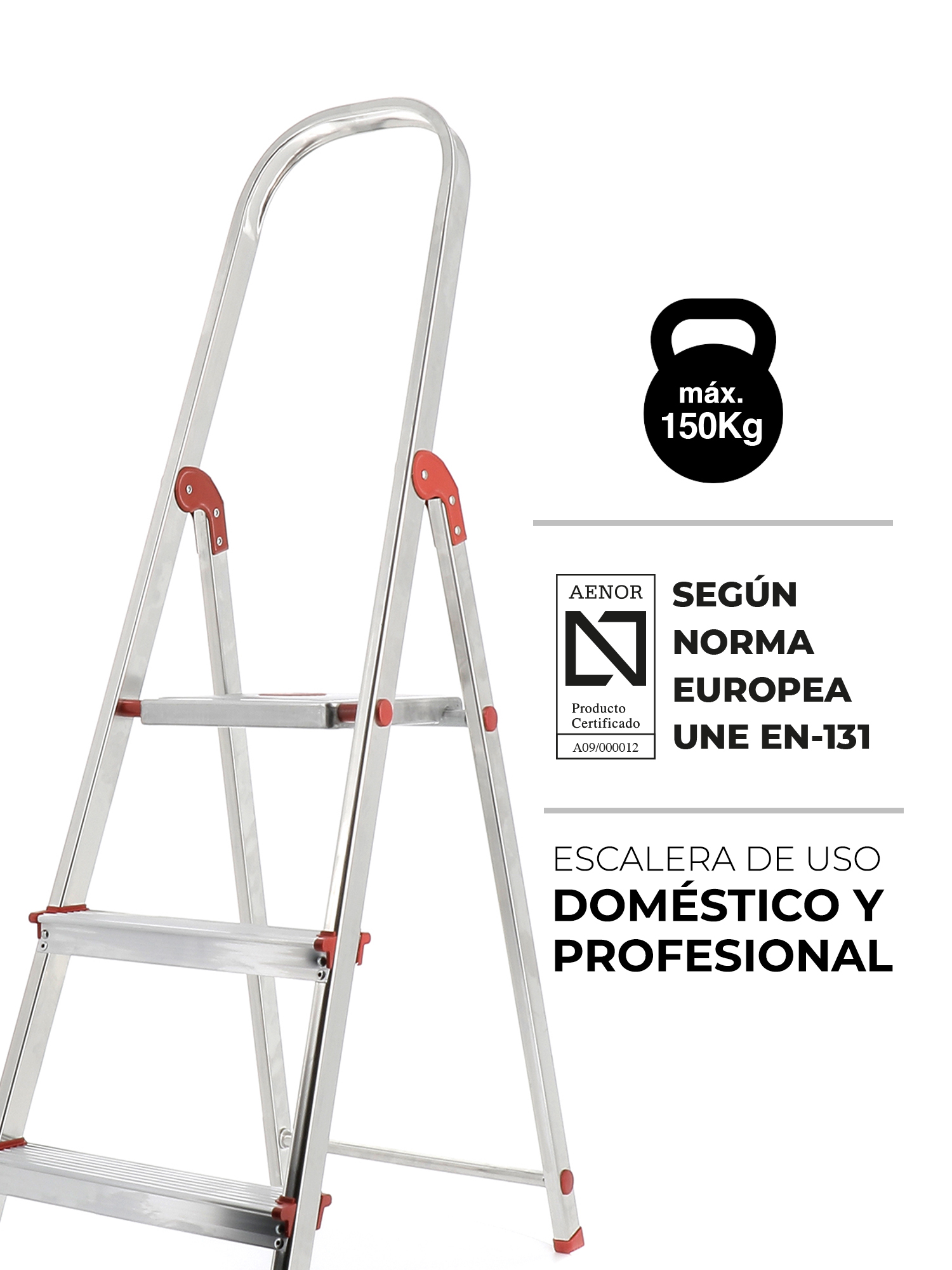 Rolser Unica 3 Step Aluminium Ladder 